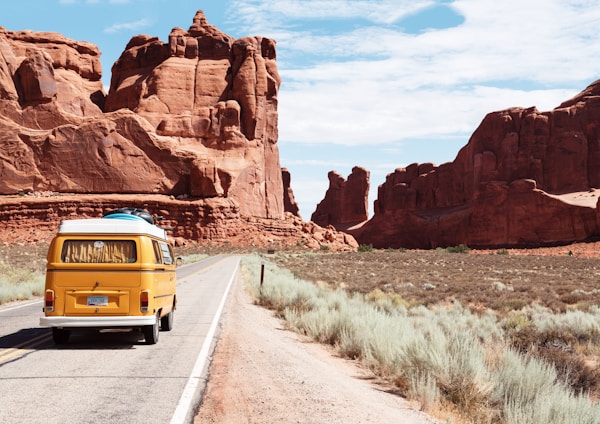 Open highway through landscape